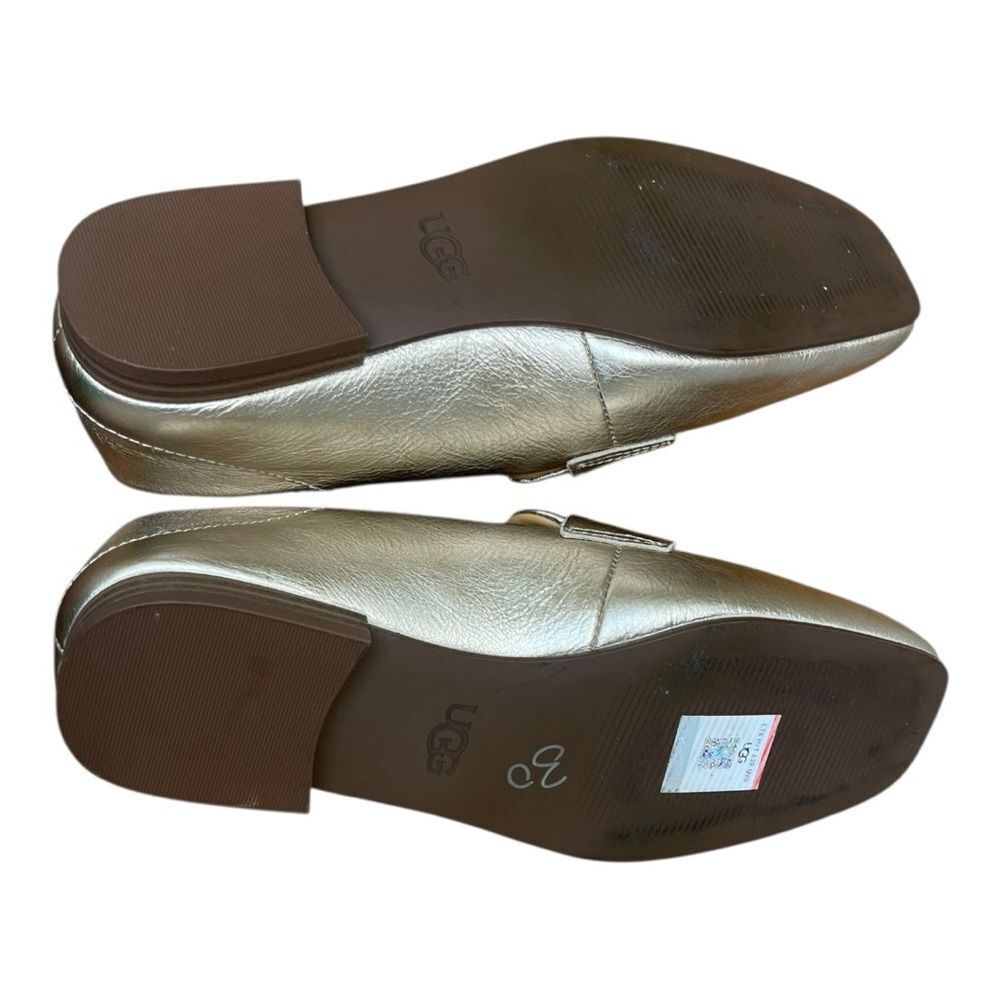 New UGG Janaya Women’s Gold Soft Leather Square Toe Loafers Sz 6 Slip On Classic - Picture 5 of 7